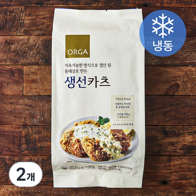 ORGA 지속가능한 방식으로 생산 된 동태살로 만든 생선 카츠 3개입 (냉동), 360g, 2개
