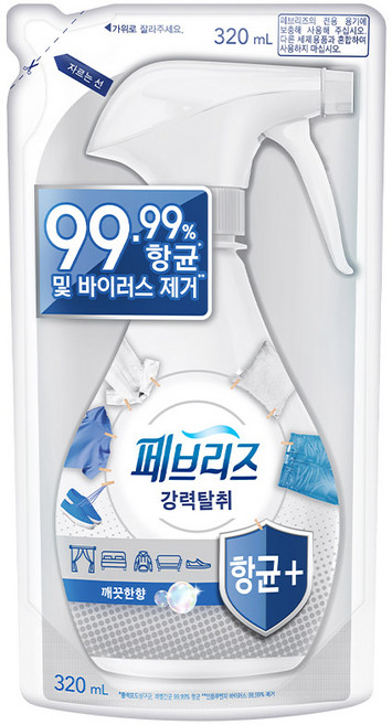 페브리즈 섬유 탈취제 깨끗한 향 리필, 320ml, 1개