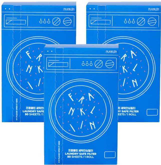 FRANKLIIN 세탁안심필터 이염방지시트, 50개입, 3개