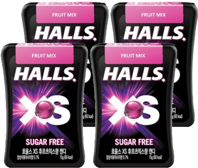 호올스 XS 후르츠 믹스향 캔디, 15g, 4개