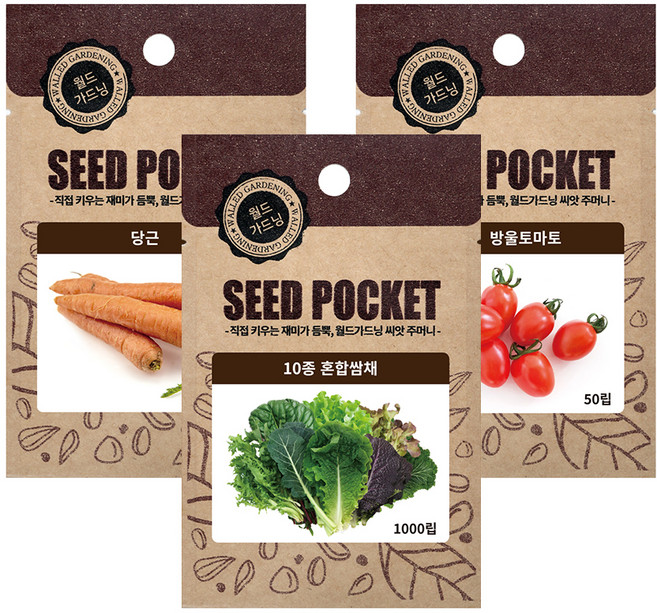 월드가드닝 10종혼합쌈채 당근 방울토마토 채소씨앗 3종 세트, 1세트