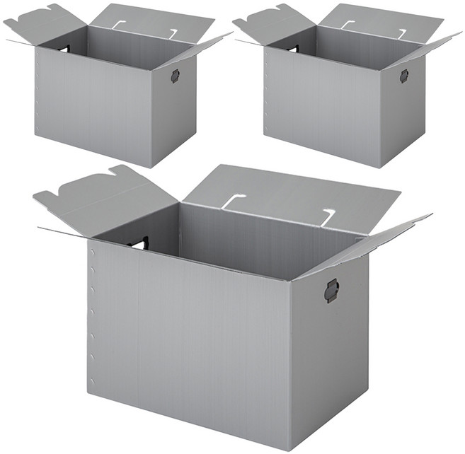 코멧 테이프 없이 조립하는 편리한 이사박스, 실버, 3개