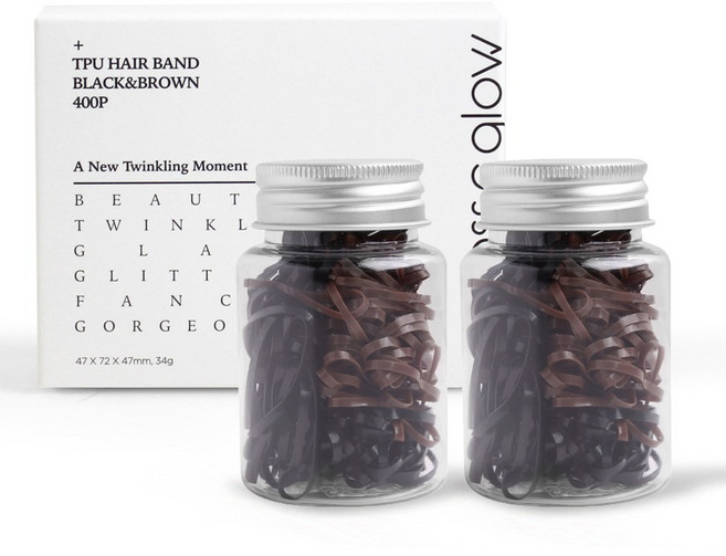 글로스앤글로우 간편보관 짱짱 헤어밴드 200p 세트, 블랙,브라운, 2세트