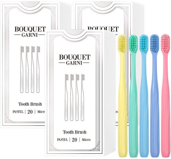 부케가르니 딥 클리어 2중 미세모 파스텔 칫솔, 20개입, 3개