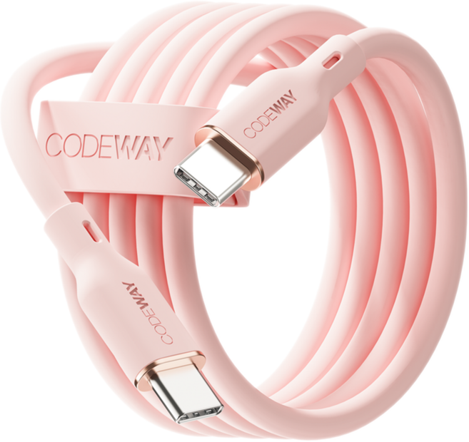 CODEWAY PALLET系列 100W PD USB-C to USB-C 傳輸線, 20cm, 粉色, 1條