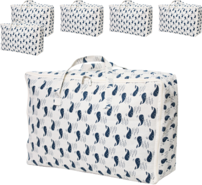 하늬통상 패브릭 이불정리함, 고래, 6개