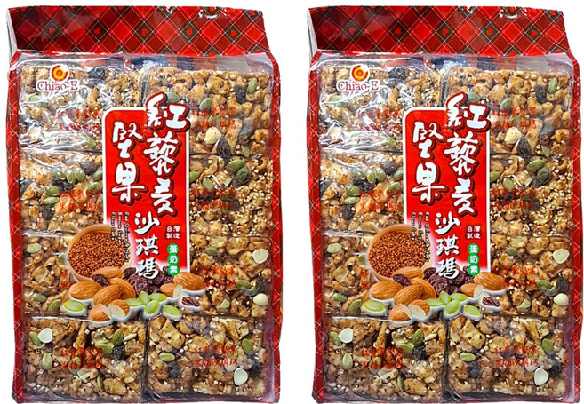 Chiao-E 巧益 紅藜麥堅果黑糖沙琪瑪 蛋奶素, 320g, 2袋