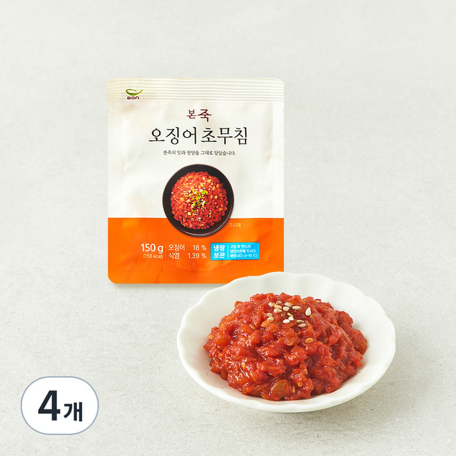 본죽 오징어 초무침, 150g, 4개