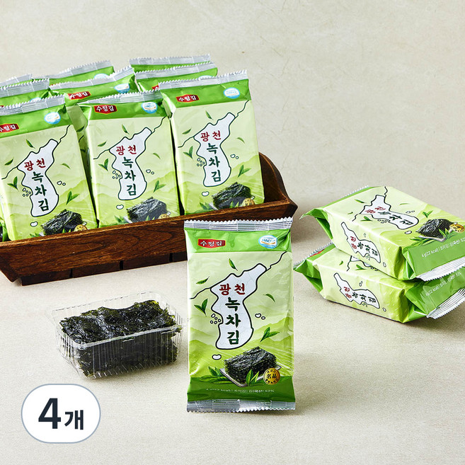 수정김 광천 녹차김, 4g, 4개, 16개입