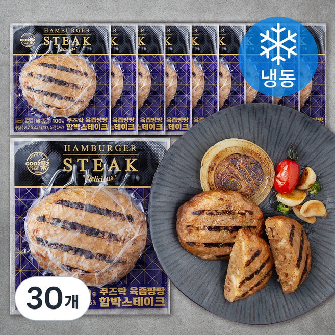 쿠즈락앳홈 함박 스테이크 (냉동), 100g, 30개