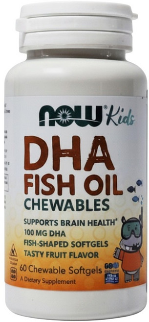 NOW Foods 兒童魚油DHA 咀嚼型, 60顆, 1瓶