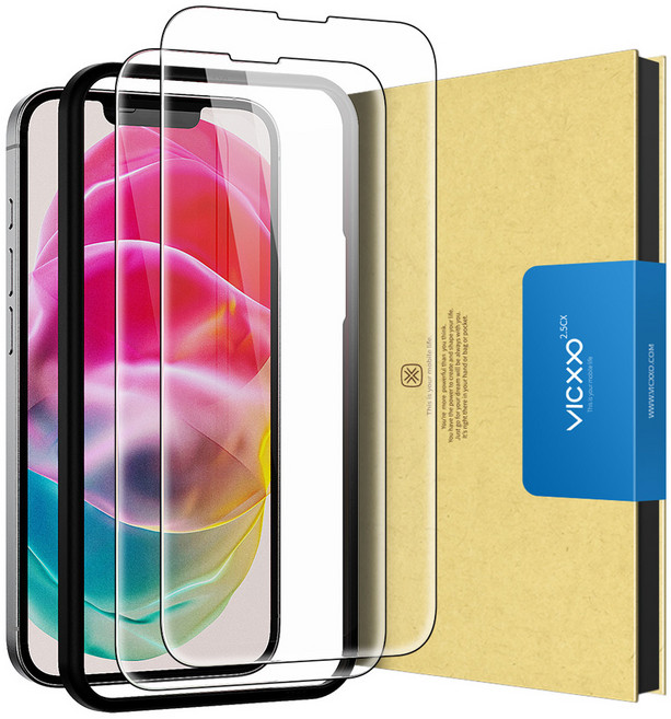 빅쏘 2.5CX 고투명 9H 부착가이드 아이폰 강화유리 휴대폰 액정보호필름 2매, 1세트
