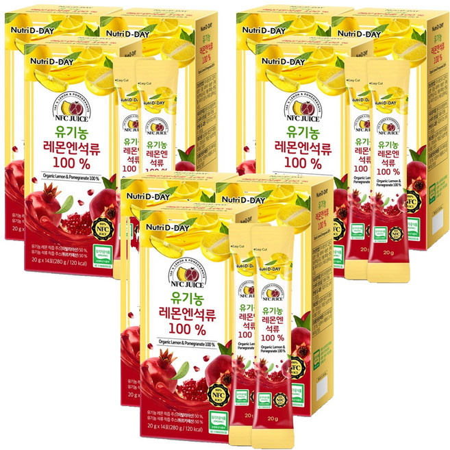 뉴트리디데이 유기농 레몬엔석류즙 100%, 280g, 9개