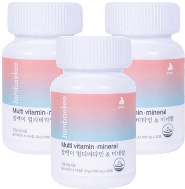 잠백이 멀티비타민 앤 미네랄, 30정, 3개
