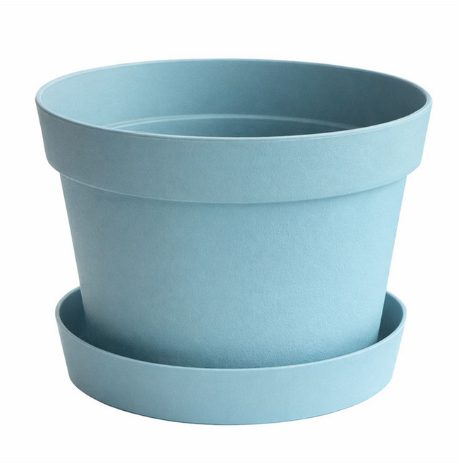 DAISYAHN 霧面現代塑膠花盆 + 底盤組, 粉藍色, 1套
