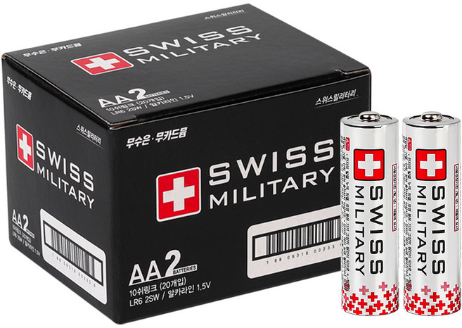 스위스밀리터리 알카라인 AA건전지, 20개입, 1개
