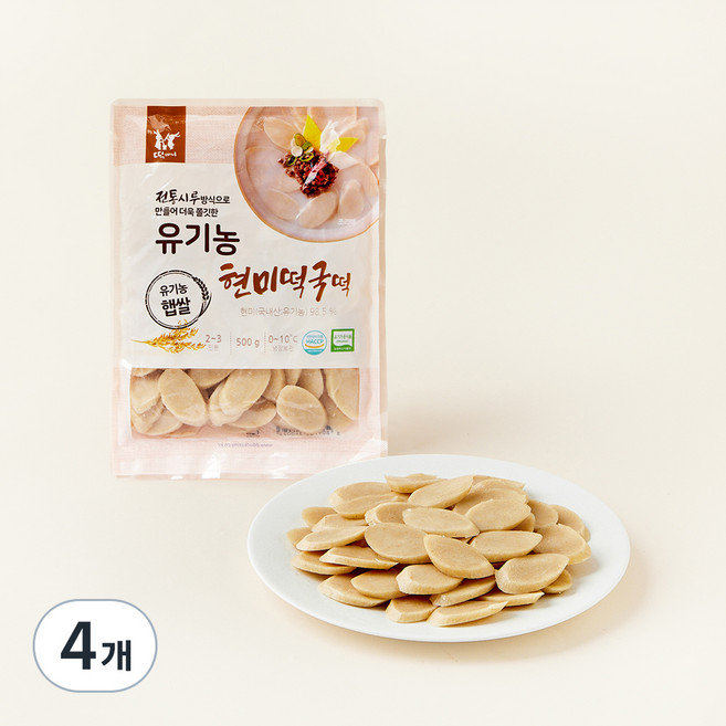 떡찌니 유기농 현미 떡국떡, 500g, 4개