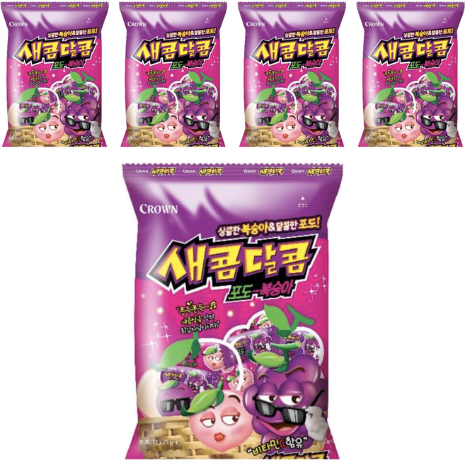 크라운 새콤달콤 포도복숭아, 200g, 5개