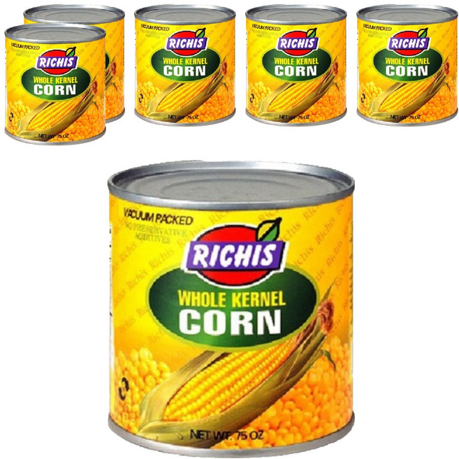 리치스 홀 커넬 스위트 콘 통조림, 2.125kg, 6개