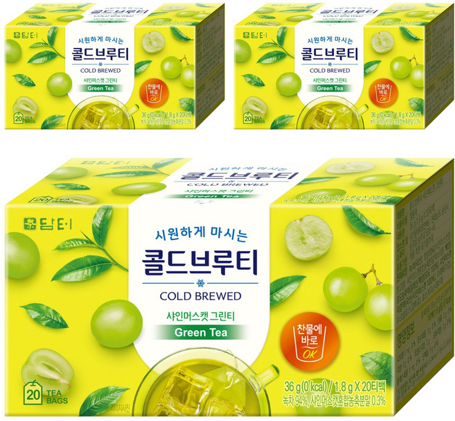 담터 콜드브루티 샤인머스캣 그린티, 1.8g, 20개입, 3개