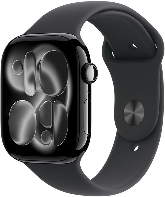 Apple 2025 애플워치 11, 제트 블랙, 46mm, GPS+Cellular, 알루미늄,제트 블랙/블랙 스포츠 밴드, S/M