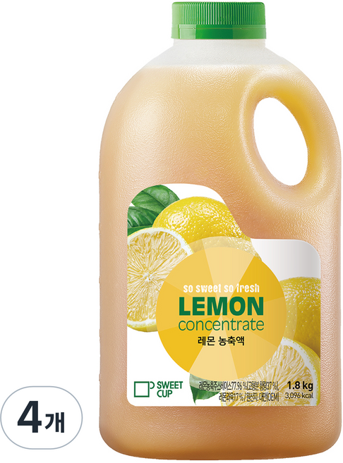 스위트컵 레몬 농축액, 1.8kg, 4개
