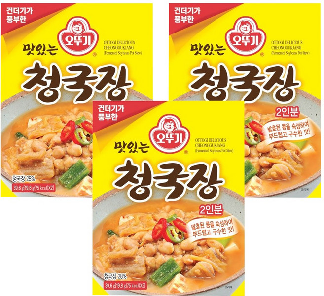 오뚜기 맛있는 청국장, 39.6g, 3개