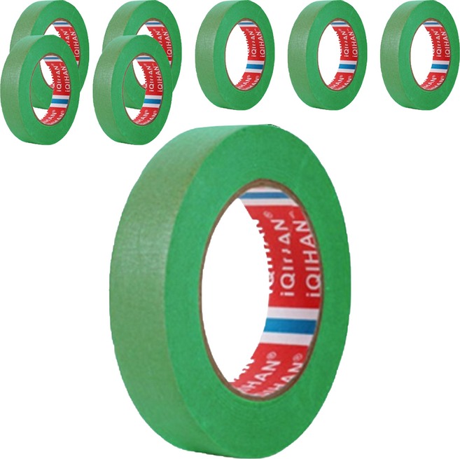 iQIHAN 다다 칼라 마스킹테이프 초록 25 mm x 20 m, 8개