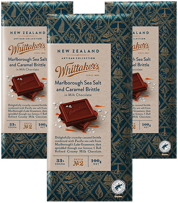 휘태커스 말보로 씨솔트 앤 카라멜 밀크초콜릿, 100g, 3개