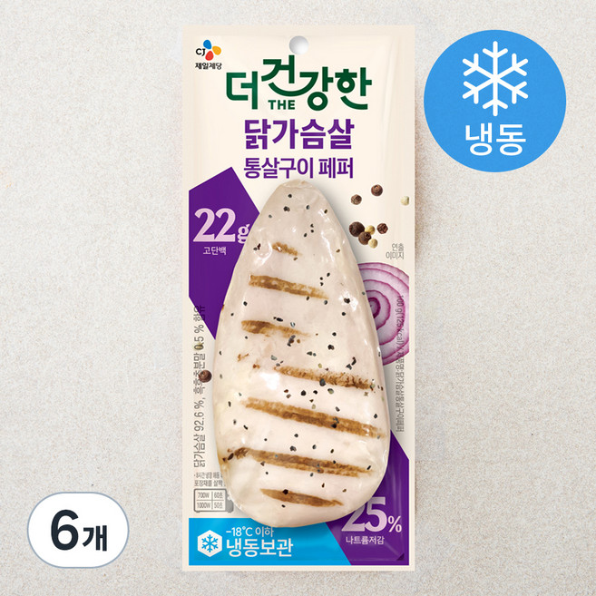CJ제일제당 더건강한 닭가슴살 통살구이페퍼 (냉동), 100g, 1개입, 6개