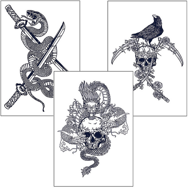 Sellerbible 紋身貼紙 3件組, 動物, 1組