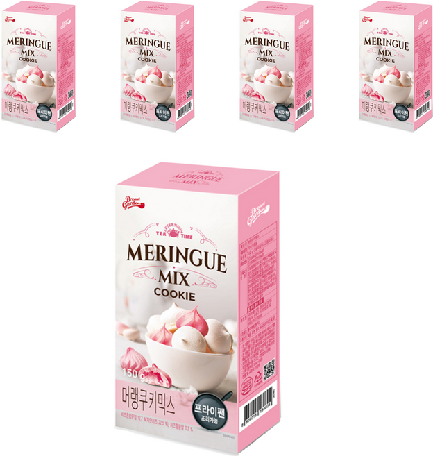 브레드가든 머랭 쿠키 믹스 밀크맛 산딸기맛, 150g, 5개