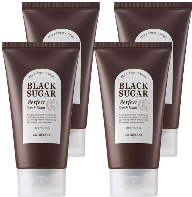 스킨푸드 블랙슈가 퍼펙트 스크럽 폼, 180g, 4개 - 쿠팡