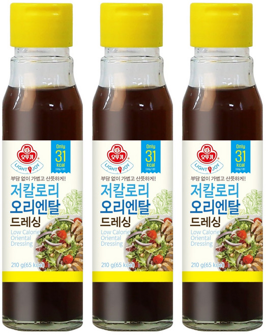 오뚜기 LIGHT JOY 저칼로리 오리엔탈 드레싱, 210g, 3개