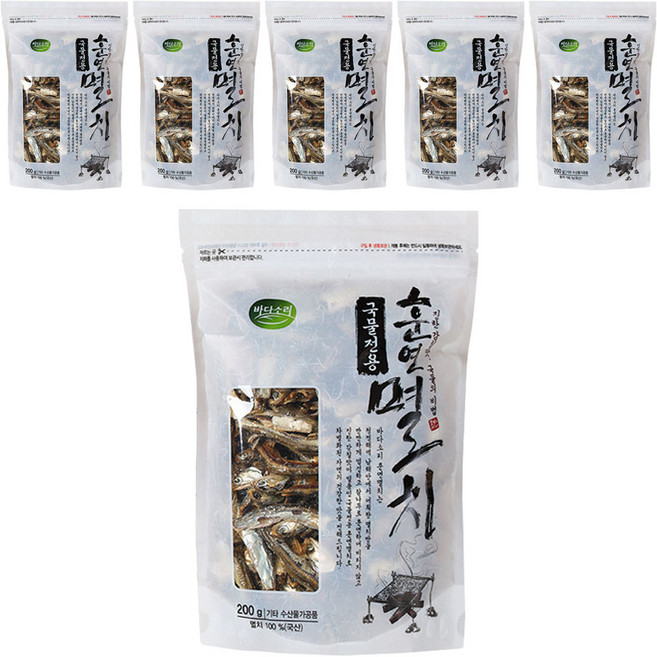 바다소리 참나무로 훈연한 훈연멸치, 200g, 6개