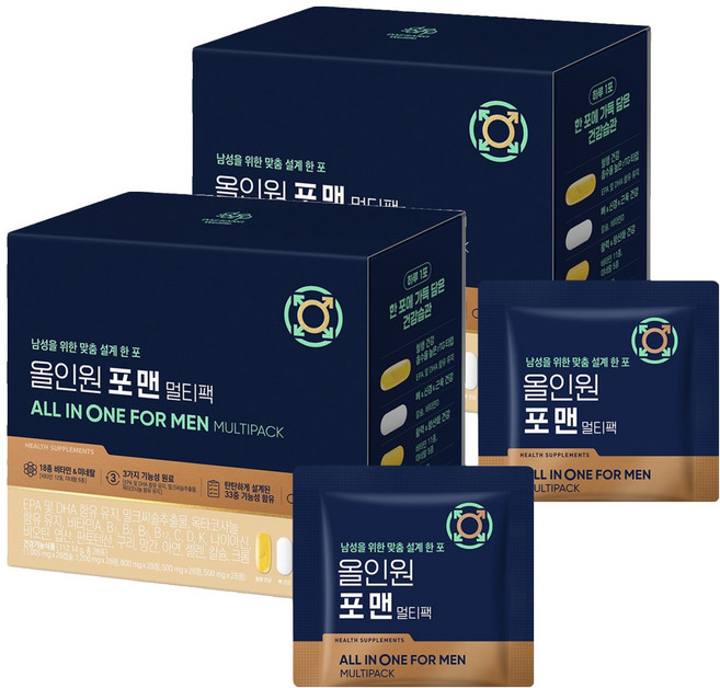 대상웰라이프 정품 올인원 포 맨 멀티팩 멀티비타민 28회분, 112.14g, 2세트