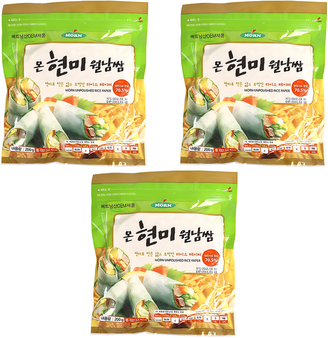MORN 현미 월남쌈, 200g, 3개