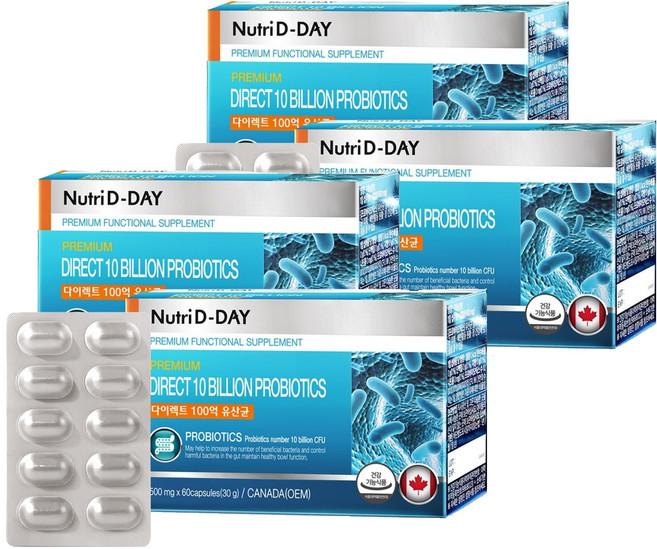 뉴트리디데이 다이렉트 100억 유산균, 60정, 4개
