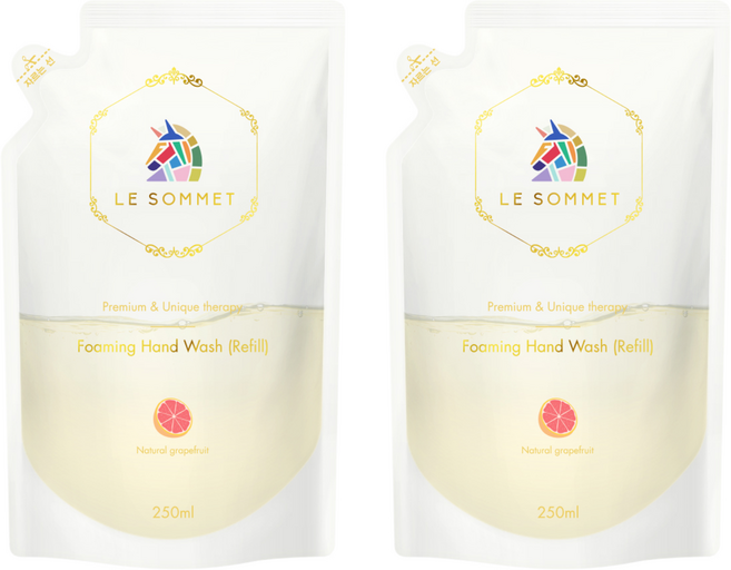 르소메 프리미엄 포밍 핸드워시 리필용, 자몽향, 250ml, 2개