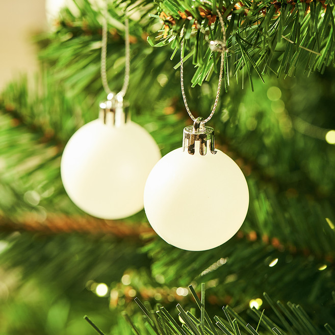 크리스마스 오너먼트볼 트리장식 9P 세트, 화이트, 4cm, 1세트