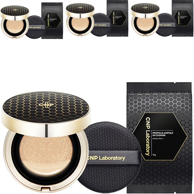 CNP차앤박 프로폴리스 앰플 인 쿠션 파운데이션 15g + 리필 15g 세트, 21호, 4개