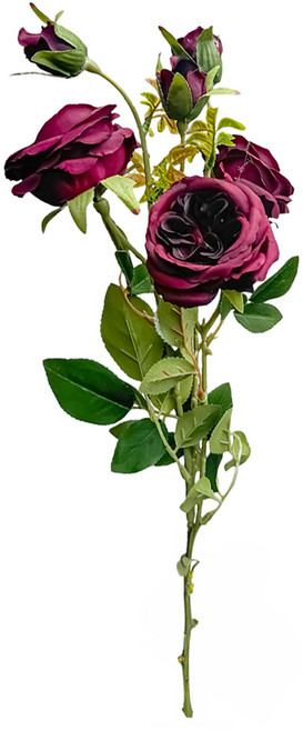 FLORAL M 英式溫莎城堡花園薔薇仿真花花材, 勃根地紅, 1個