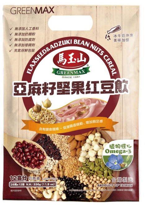 馬玉山 亞麻籽堅果紅豆飲, 336g, 1袋