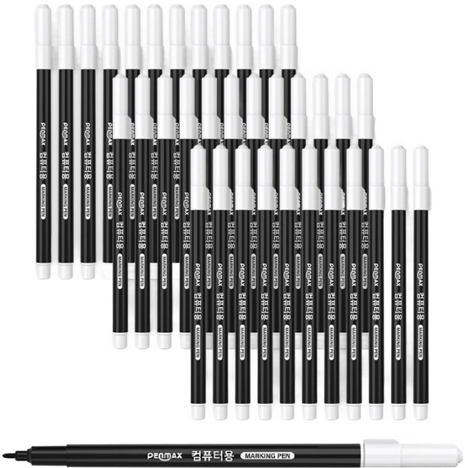 펜맥스 단면 컴퓨터용 사인펜 검정, 혼합색상, 36개