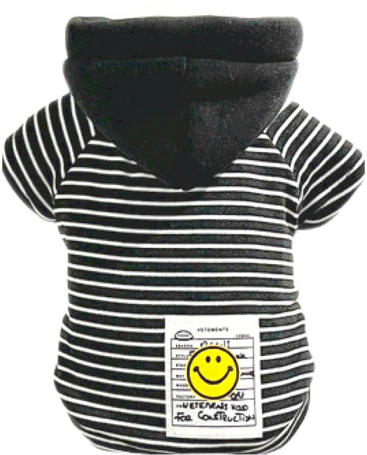 SassyDog 潮牌風 條紋外套, 微笑 黑色 + 白色, 1件