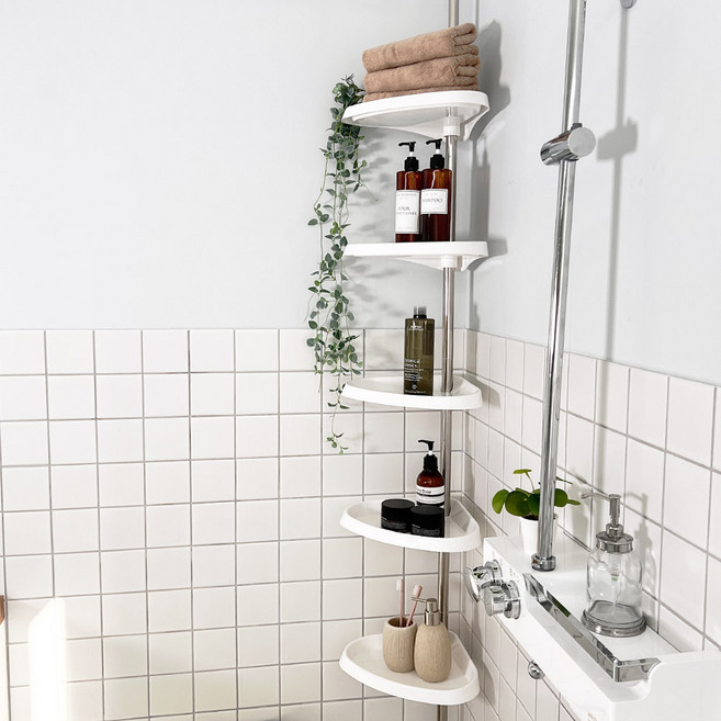 리빙해피 버츄나인 욕실엣지랙 5단, 화이트, 1개