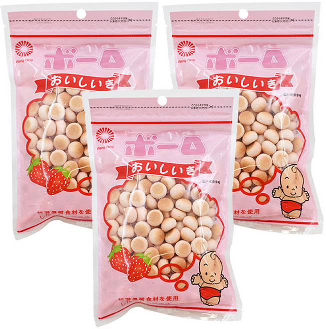 旺揚 乳兒蛋酥, 草莓風味, 90g, 3包