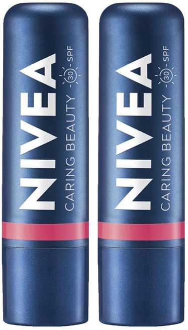 NIVEA 妮維雅 香榭紅唇輕吻護唇膏, 4.8g, 2支, 水光玫瑰粉