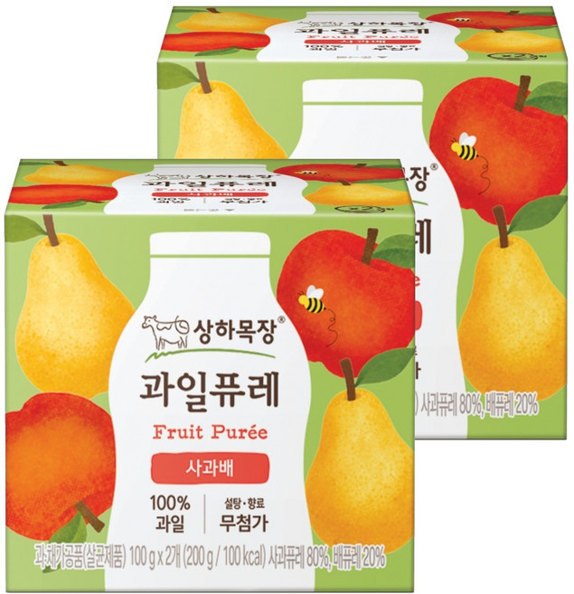 상하목장 과일퓨레, 사과배, 200g, 2개