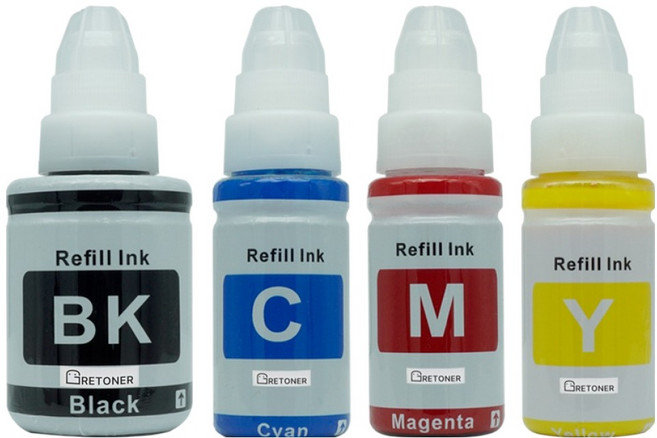 그래토너 캐논 호환 무한 리필 잉크 4종 세트 GI-990, 검정, 파랑, 빨강, 노랑, 1세트
